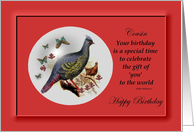 Cousin / Birthday ~ Pheasant and Butterflies in a Bubble card