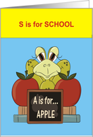 First Day of School Frog and Apples card