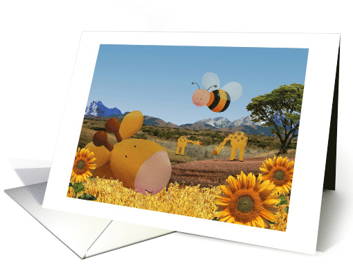 Giraffe and Cute Bee Blank Any Occasion card (1019771)