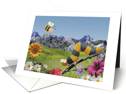 Cute Bee and Caterpillar Blank Any Occasion card (1020673)
