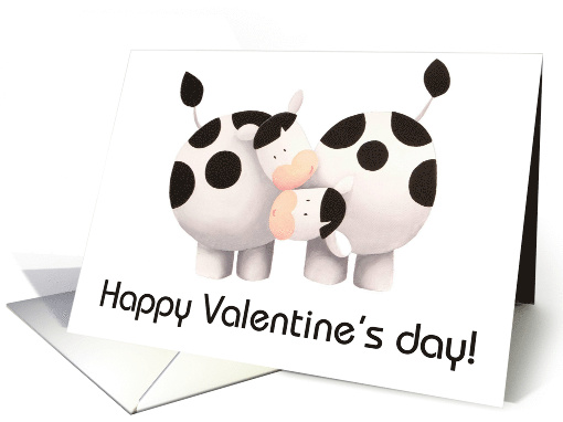 Happy Valentine's Day with Two Funny Cows in Black and White card