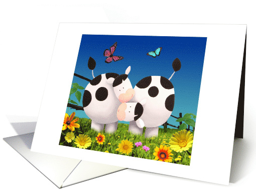 Spring Fever with Two Cute Cows Blank Any Occasion card (906612)
