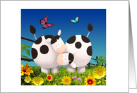 Spring Fever with Two Cute Cows Blank Any Occasion card