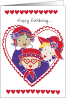 Purple Ladies With Red Hats card