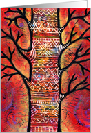 Red Spirit Tree with Patterned Tattoos card