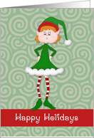 Cute Girl Elf Christmas card