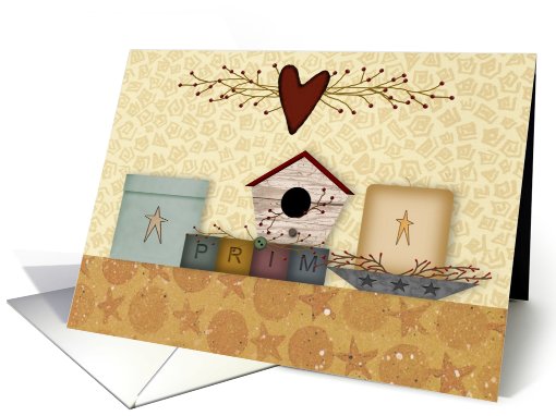 Primitive Shelf Birthday card (527329)