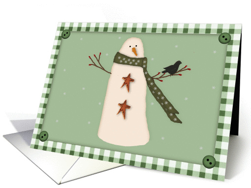 Merry Christmas, Primitive Country Snowman card (868530)