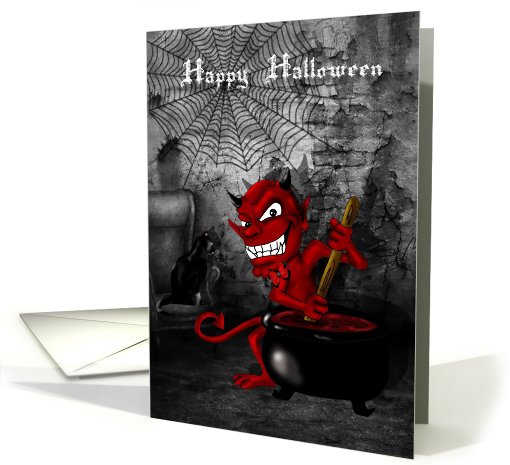 Happy Halloween -Halloween, Cat, Devil, Caldron card (502717)