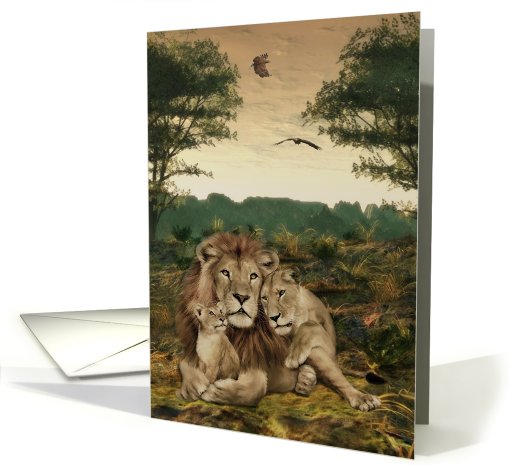 We are family- Lions, eagles, animal, wildlife card (522163)