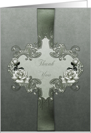 Thank you- Occassion, For the gift, Wedding Gift, Roses,Pearls, Ribbon card