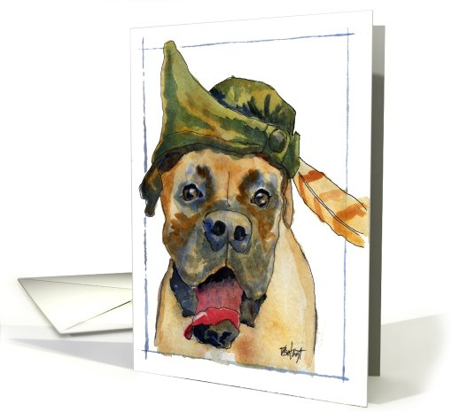 Birthday - Sherwood Boxer Dog in Robin Hood Hat card (793790)