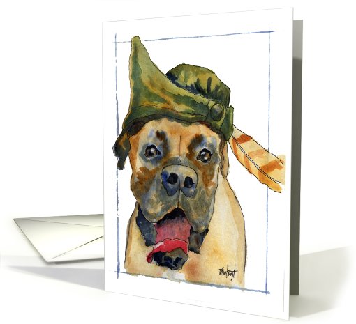 Sherwood Boxer Dog with Feather in Hat card (793826)
