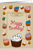 Happy Birthday Cupcakes - for Wife card