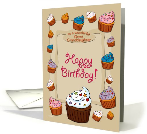 Happy Birthday Cupcakes - for Great Granddaughter card (713204)