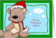 Merry Christmas Adele, Customizable Text, Teddy Bear card