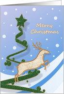Merry Christmas - Reindeer + Holiday Tree card