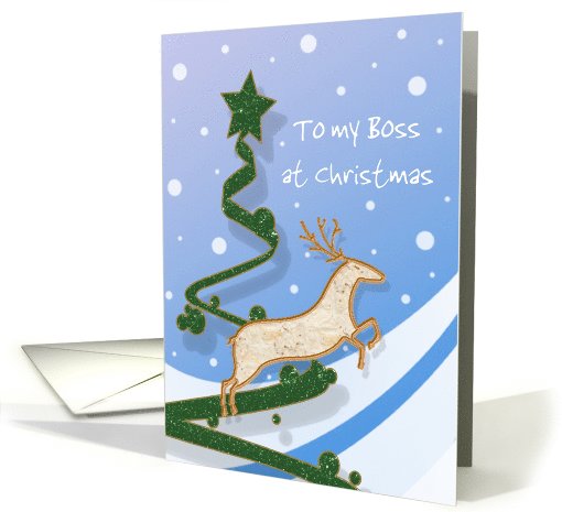 To my Boss - Reindeer + Holiday Tree card (1006703)