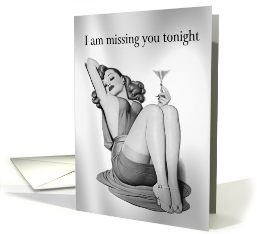 Miss You Sexy Pin Up Girl with Martini card (603804)