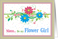 Be My Flower Girl Niece Request Flowers and Swirls card