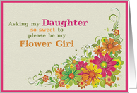 Be My Flower Girl Daughter Request Flowers and Swirls card