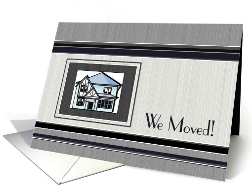 We Moved Announcement House Blue Black White Grey card (628568)