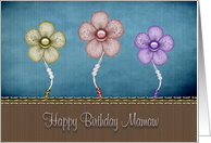 Happy Birthday Grandmother Mamaw 3 Flowers with Pearls card