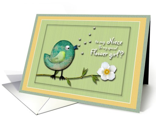 Flower girl Niece Talking Bird flowers card (642754)
