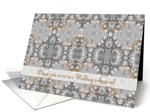 Wedding Rehearsal Invitation Scroll Gold Silver card (648276)