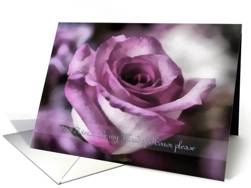 Maid of Honor Sister Invitation, Pink Rose card (657734)