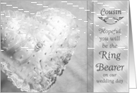 Ring Bearer Cousin Request Black and White Heart Pillow card