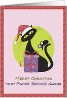 Merry Christmas to my Paper Carrier, Santa Kitty - Mouse card