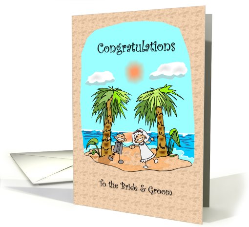 Congratulations Bride & Groom - Island with Palms card (678620)