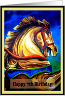 Happy Birthday 7th - Carousel Horse Digitally Painted card