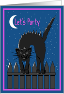 Halloween - Party Invitation - Cat arched on a fence card