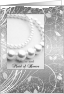 Maid of Honor - Sister - Pearl Necklace - Silver card