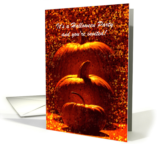 Halloween Party Invitation - 3 Pumpkins Tall - Customizable card