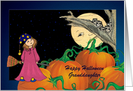 Halloween - Granddaughter - Girl and Moon Chat card