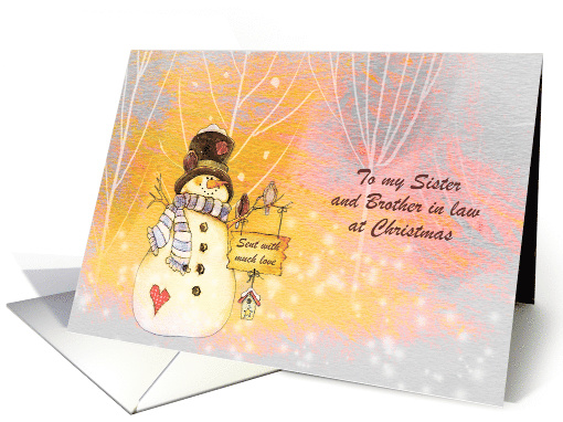 Christmas - Sister + Brother-in-law- Pastel Snowman card (698487)