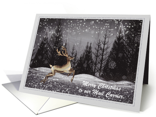 Christmas - Mail Carrier - Deer in the Night Forest card (722351)