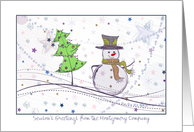 Christmas - Business Greetings - Snowman Pencil Sketch card