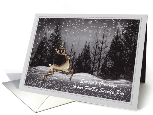 Christmas Greetings - FedEx - Deer in the Night Forest card (731298)