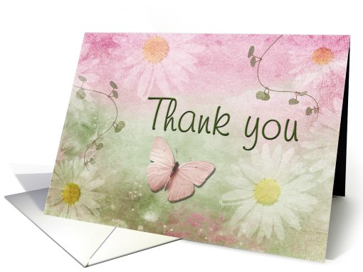 Thank You - Flower Girl - Flowers and Butterfly card (738853)