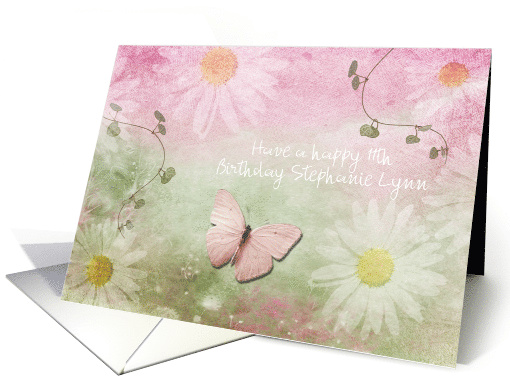 Birthday 11th - Feminine Daises + Butterfly card (738855)