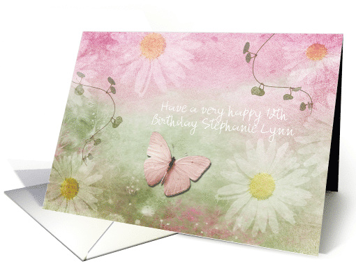 Birthday 12th - Feminine Daises + butterfly card (738856)