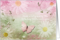 Birthday 12th - Feminine Daises + butterfly card