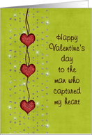 Valentine’s Day - Boyfriend - Red Glitter Hearts + Diamonds (faux) card