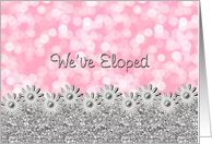 Elopement Announcement- Bokeh and Flowers - Silver Pink card