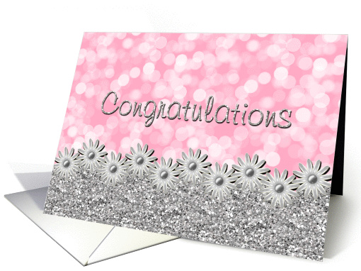 Congratulations - Engagement - Bokeh + Flowers card (747006)