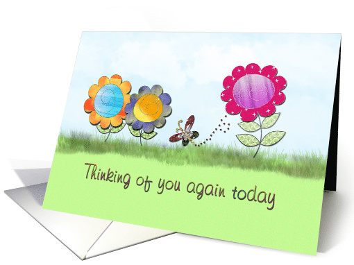 Thinking of you - Butterfly - Flowers card (750812)